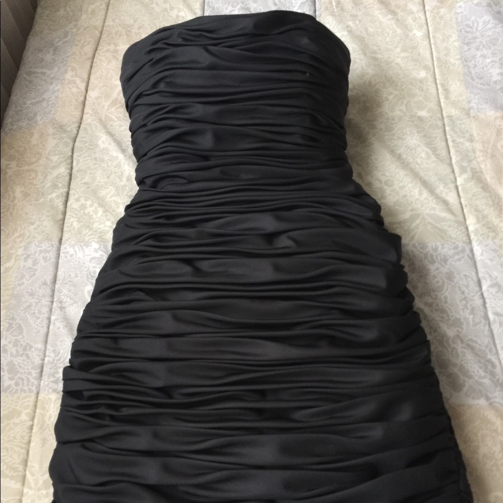 PLEATED  STRAPLESS COCKTAIL DRESS - Picture 5 of 13